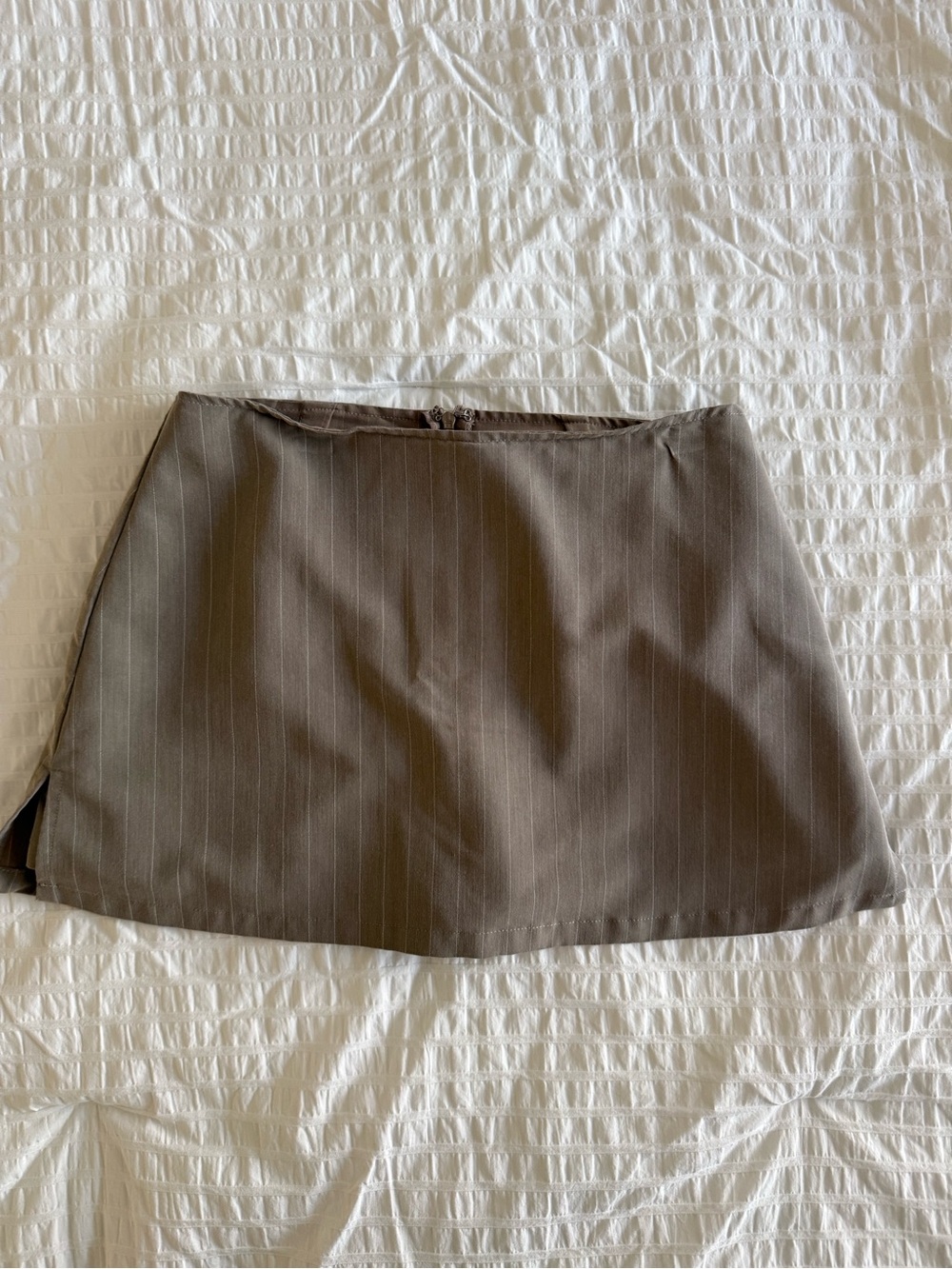 Princess Polly Pinstripe Mini Skirt in Brown with Built in Shorts Like New